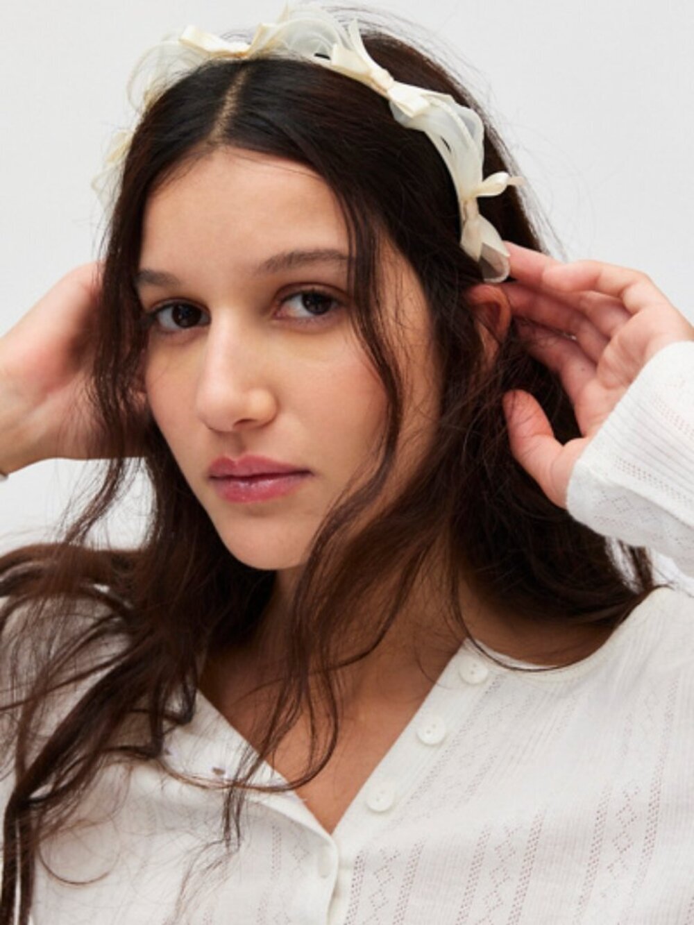NWT Urban Outfitters Chiffon Ribbon & Bows Ivory Headband